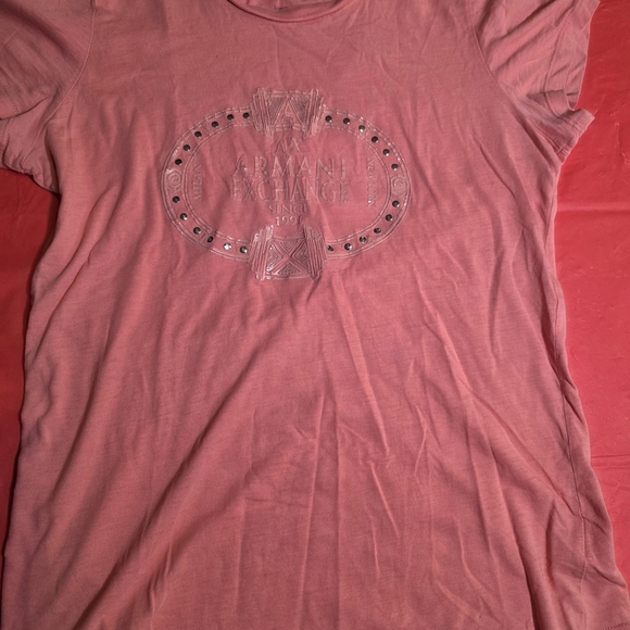 Armani Exchange Tops - Armani Exchange Coral Pink Logo Short Sleeve Tee